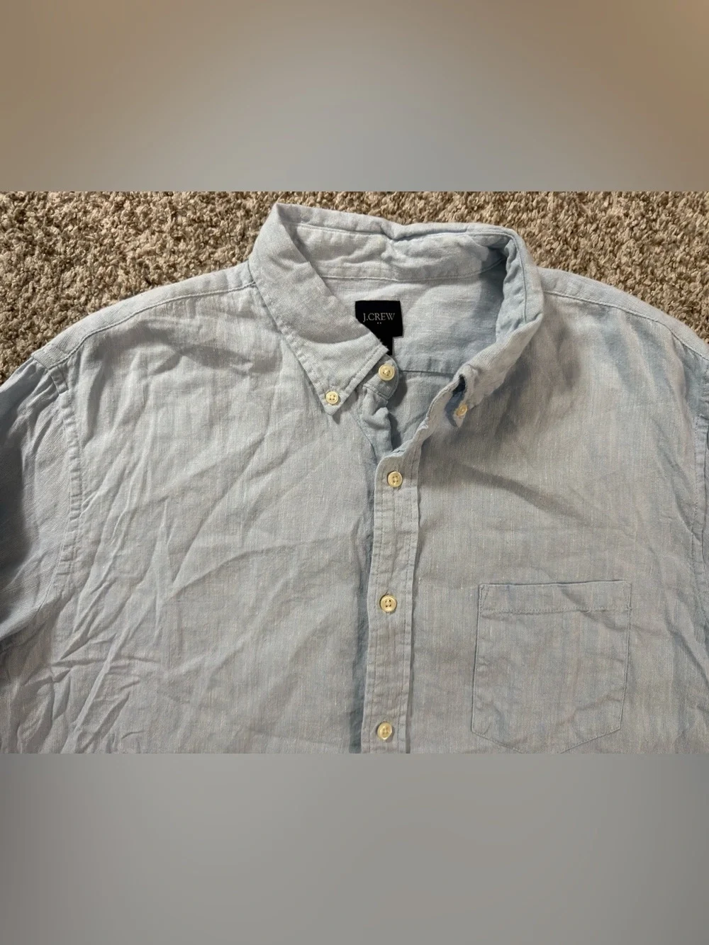J. Crew Pale Blue Button-Down Linen Shirt